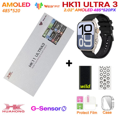 2025 HK11 ULTRA 3 Smartwatch 49mm HD AMOLED 4G ROM Bluetooth Network ChatGPT Call Robot Clock NFC Compass Men Women Smart Watch