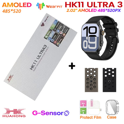 2025 HK11 ULTRA 3 Smartwatch 49mm HD AMOLED 4G ROM Bluetooth Network ChatGPT Call Robot Clock NFC Compass Men Women Smart Watch